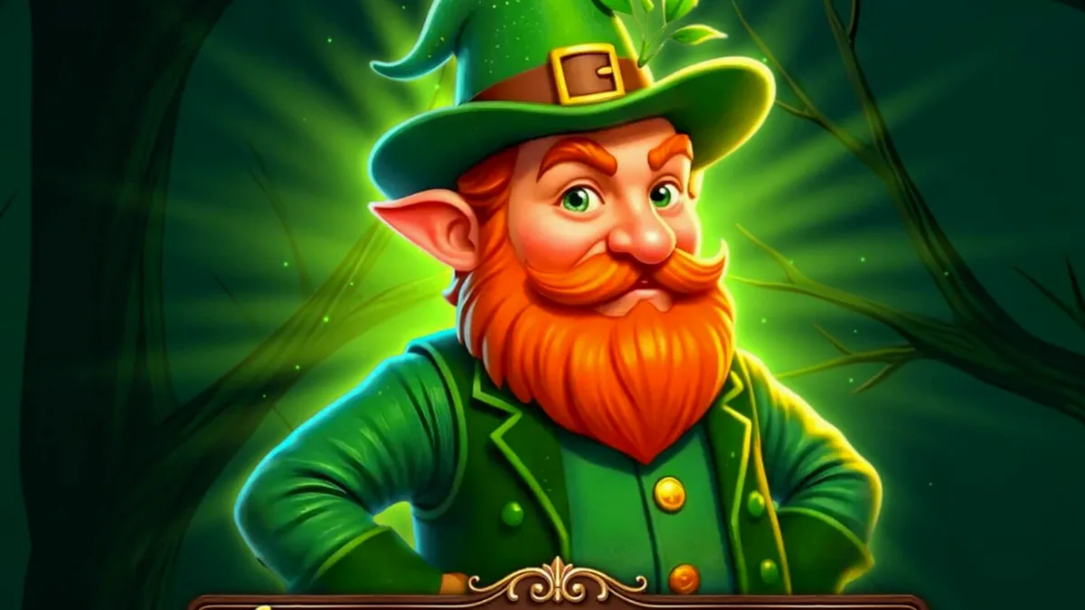 Isang masayang tanawin ng Irish landscape na may mga simbolo ng leprechaun at gintong barya sa Majestic Leprechaun slot.