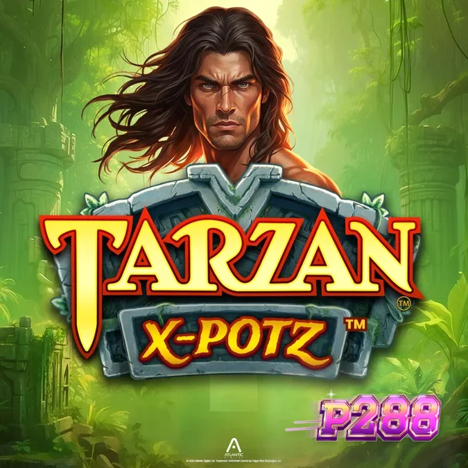 Tarzan X-Potz slot game interface na nagpapakita ng jungle temple theme at jackpot wheel.